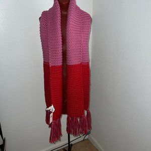 ANTHROPOLOGIE COLOR BLOCK PINK / ROSE KNIT SCARF NWT